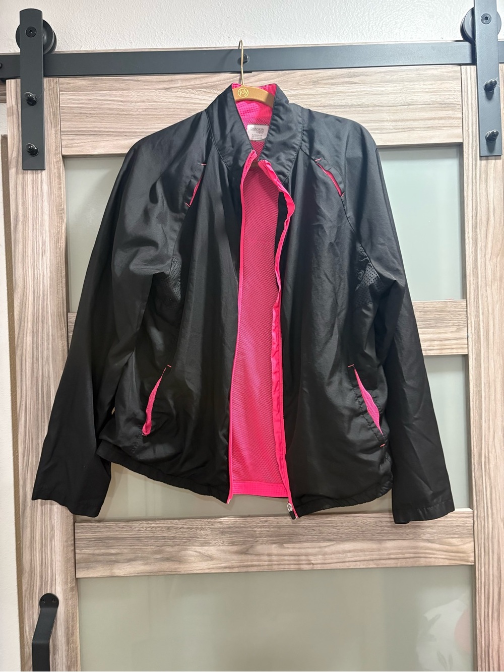 Danskin Now Black Bomber Jacket with Pink Lining